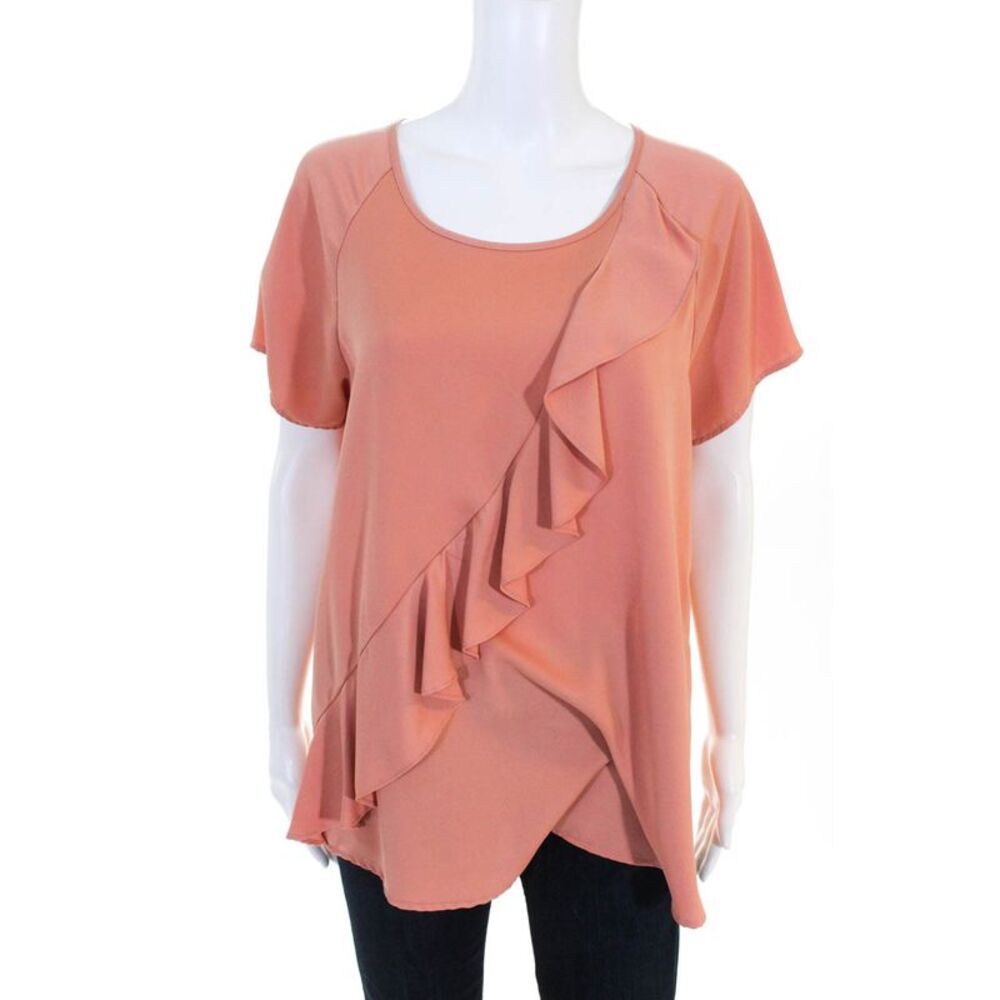 Shilla Womens Play Ruffle Top Blouse Peach Size Medium 11029332